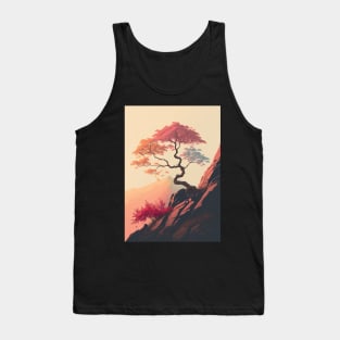 The Japanese Maple's Perch: A Pastel Oasis Tank Top